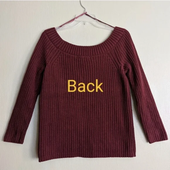 Pink Republic Sweater Burgundy Shaker Knit Ribbed Cotton Large - Picture 8 of 11